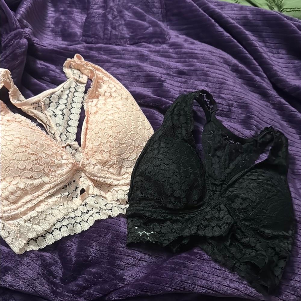 Lace Bralette 2pk - Black and Blush